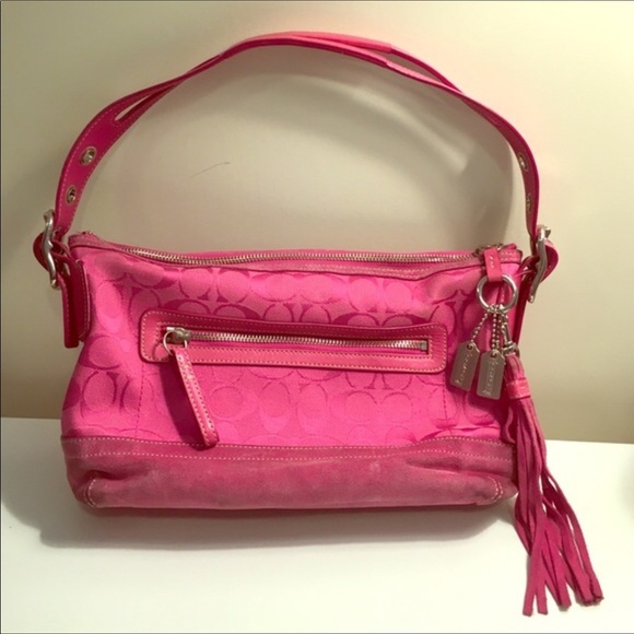 Coach Pink Signature Handbag - Picture 1 of 8